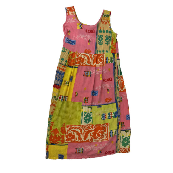 Vintage Twee Jam's World Abstract Colorful Floral Print Maxi Dress Aloha Small - Picture 1 of 8